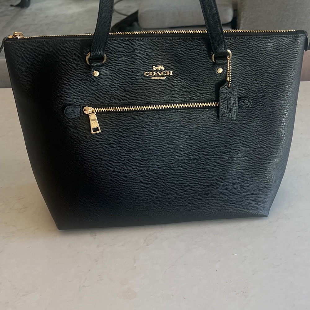 Coach Gallery Black Tote with Gold Accents